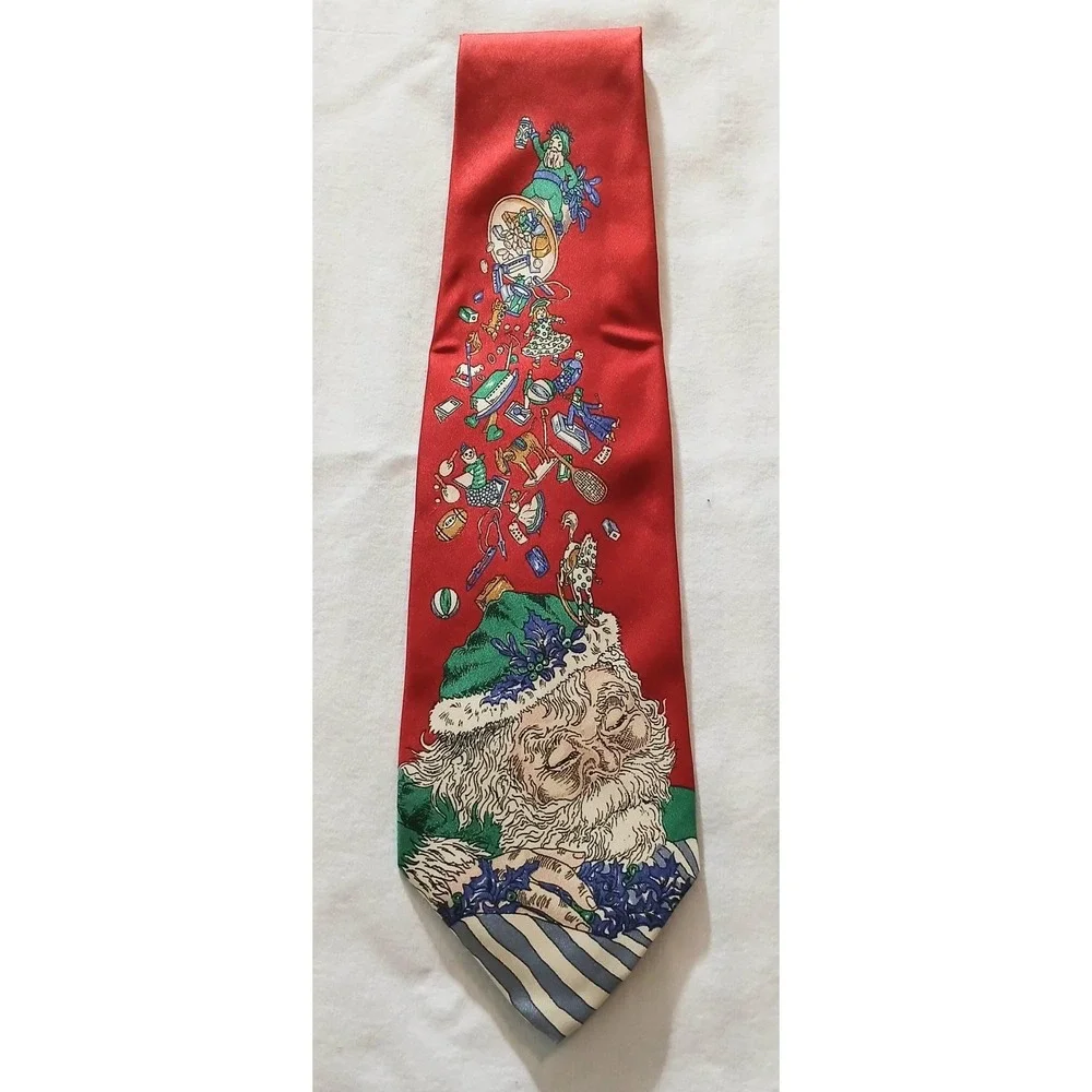 Vintage Robert Talbott Tie Mens Red Silk Santa‎ Christmas I Magnin Novelty 90s